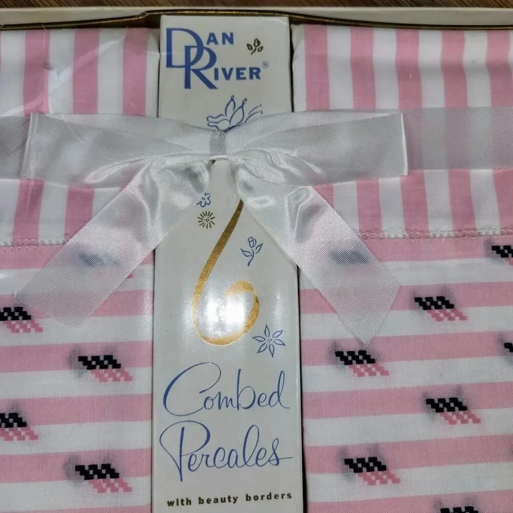 DEADSTOCK DAN RIVER COMBED PERCALE PILLOWCASES COQUETTE KAWAII